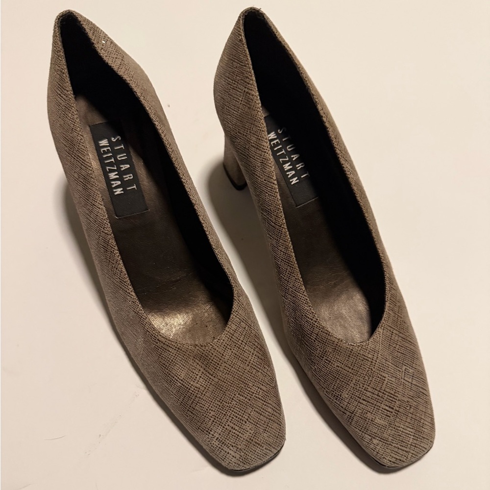 Stuart Weitzman Textured Taupe Heels